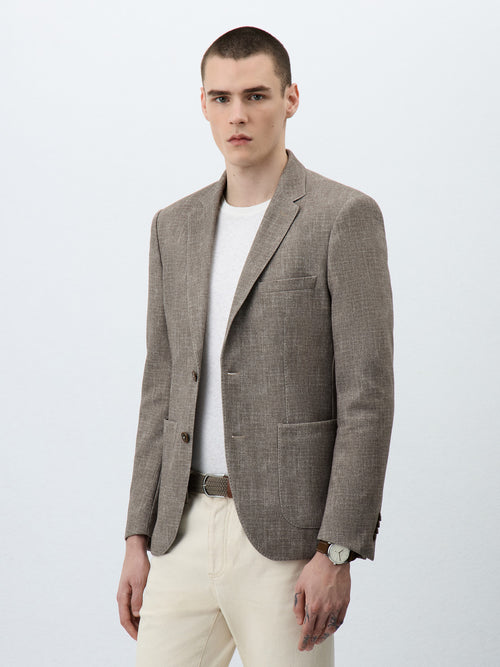 Veste Slim en maille camel - Father & Sons - 1