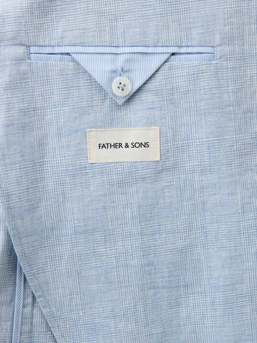 Veste Regular en lin et coton bleu ciel Prince de Galles - Father & Sons - 5