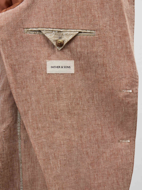 Veste coordonnable Regular en lin rose - Father & Sons - 5
