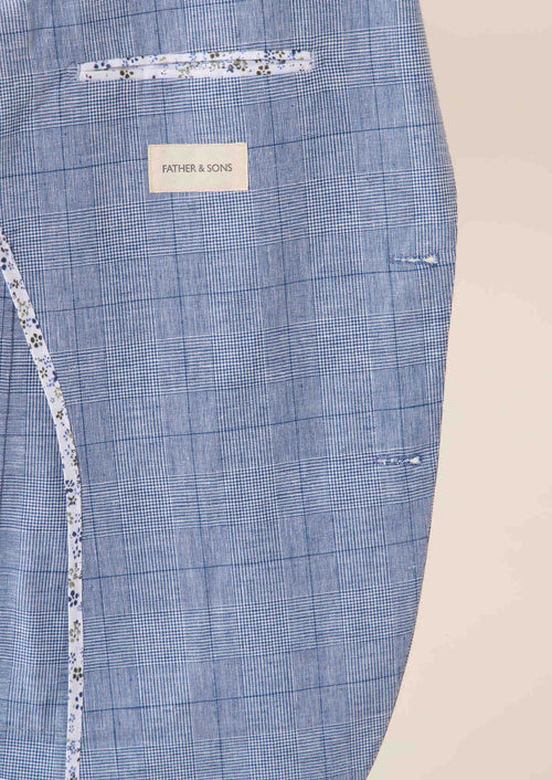 Veste coordonnable Regular en coton et lin bleu azur Prince de Galles - Father & Sons - 5