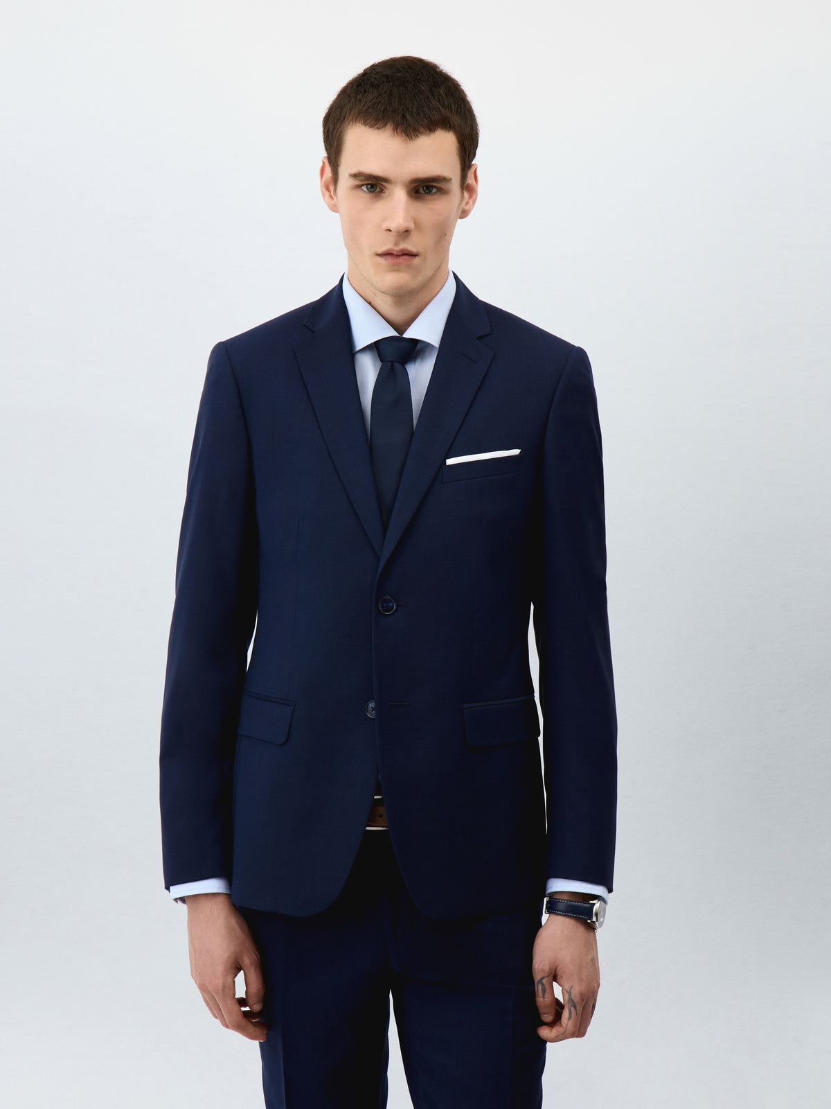 Veste de costume slim motif chevron Bleu foncé Veste de costume slim motif chevron Bleu foncé
