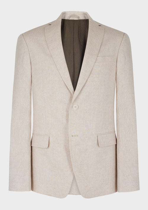 Veste coordonnable Regular en lin uni beige - Father & Sons - 1