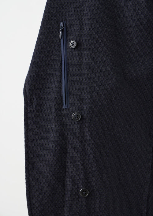 Veste casual Regular en coton bio et polyamide recyclé unis bleu marine à parementure capuche - Father & Sons - 3