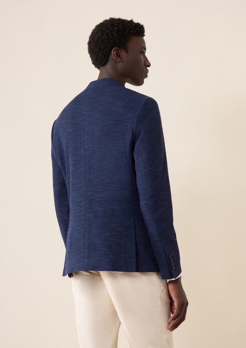 Veste casual Regular en jersey bleu marine à motif fantaisie - Father & Sons - 2