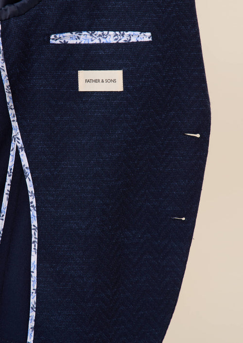 Veste casual Regular en jersey bleu marine à motif fantaisie - Father & Sons - 5