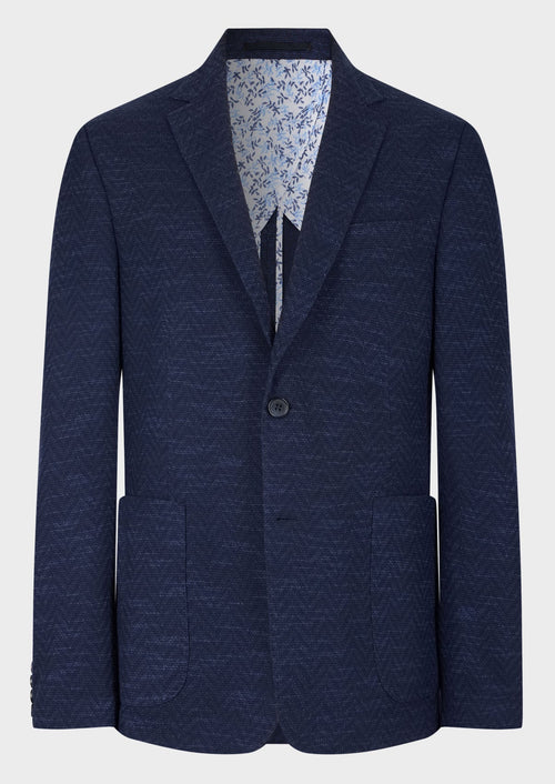 Veste casual Regular en jersey bleu marine à motif fantaisie - Father & Sons - 8