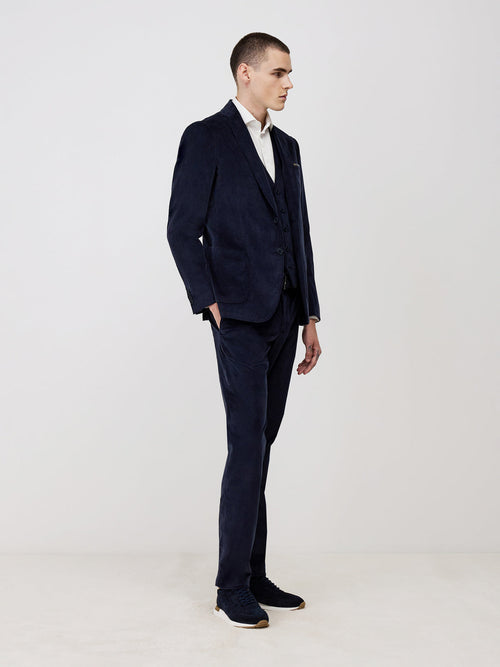 Veste coordonnable Regular en velours côtelé bleu marine - Father & Sons - 7