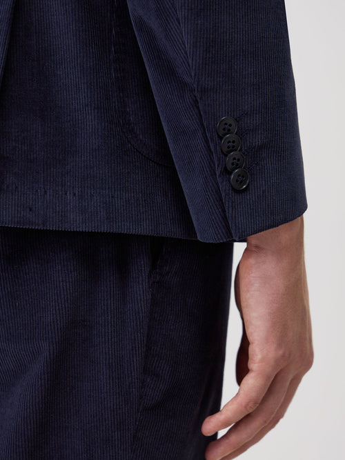 Veste coordonnable Regular en velours côtelé bleu marine - Father & Sons - 4