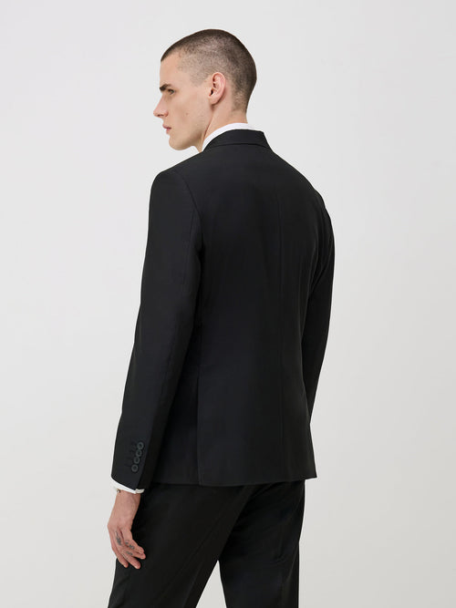 Veste de costume Regular en laine Marzotto unie noire - Father & Sons - 2