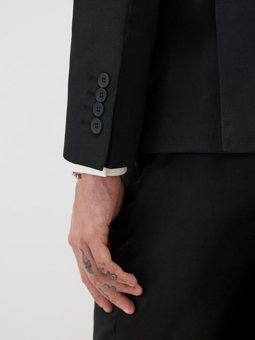 Veste de costume Regular en laine Marzotto unie noire - Father & Sons - 4