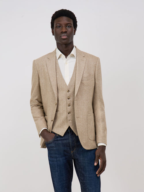 Veste coordonnable Regular en laine mélangée marron - Father & Sons - 1