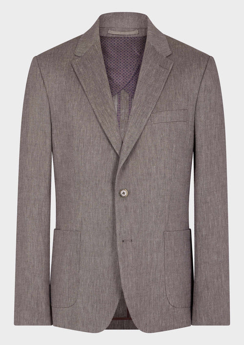 Veste casual Regular en coton et lin unis taupe - Father & Sons - 1