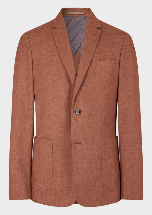 Veste coordonnable Regular en coton et lin mélangés unis terracotta - Father & Sons - 1