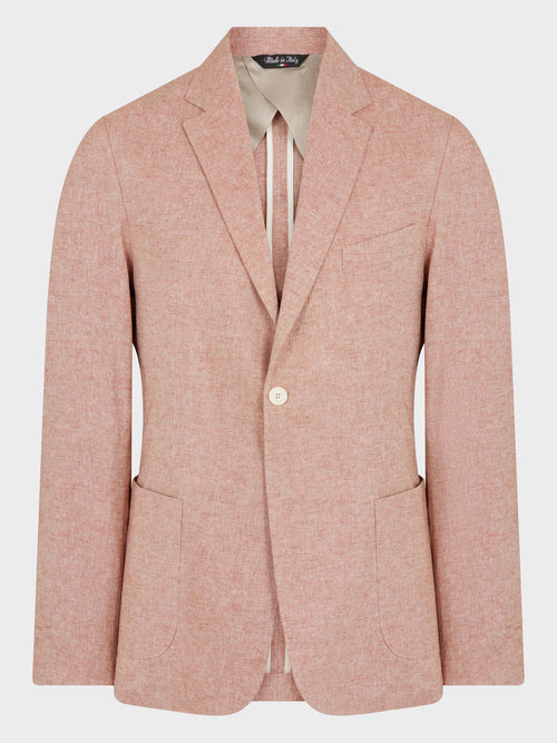 Veste coordonnable Regular en coton et lin unis terracotta - Father & Sons - 1