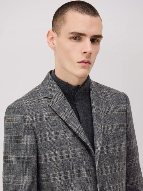 Veste coordonnable Slim en laine mélangée anthracite Prince de Galles - Father & Sons - 6