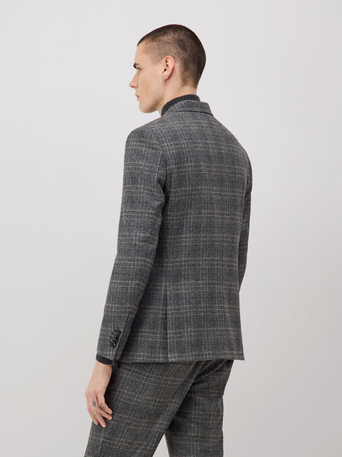 Veste coordonnable Slim en laine mélangée anthracite Prince de Galles - Father & Sons - 2
