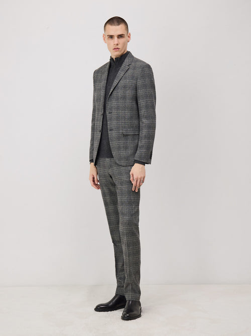 Veste coordonnable Slim en laine mélangée anthracite Prince de Galles - Father & Sons - 7