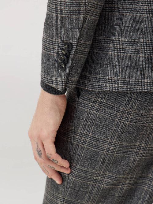 Veste coordonnable Slim en laine mélangée anthracite Prince de Galles - Father & Sons - 5