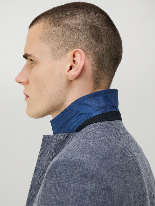 Veste Slim en laine mélangée bleu turquin Prince de Galles - Father & Sons - 3