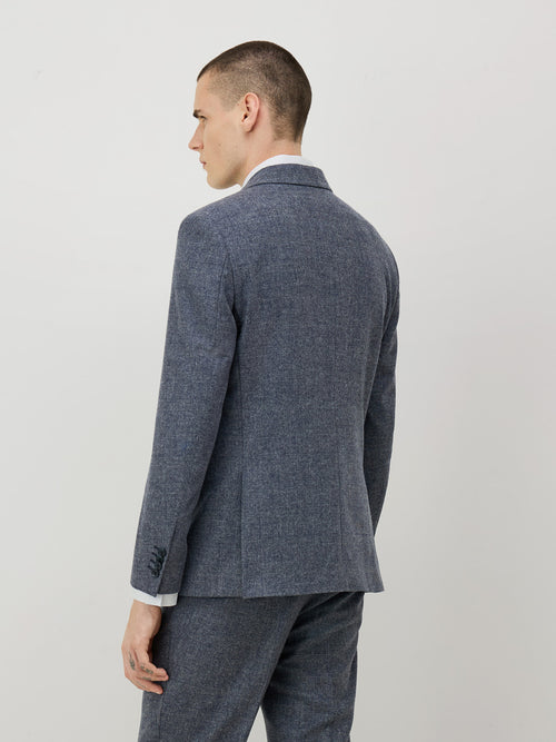 Veste Slim en laine mélangée bleu turquin Prince de Galles - Father & Sons - 2