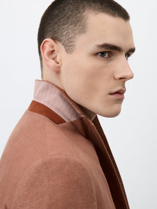 Veste coordonnable Slim en lin terracotta - Father & Sons - 3