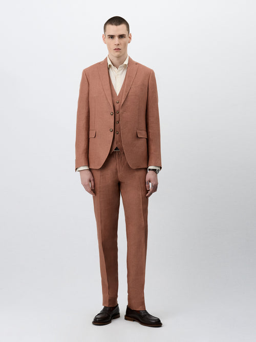 Veste coordonnable Slim en lin terracotta - Father & Sons - 6