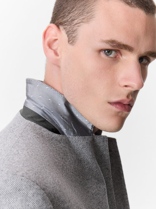 Veste coordonnable regular en laine mélangée grise - Father & Sons   - 6