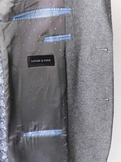 Veste coordonnable regular en laine mélangée grise - Father & Sons - 5