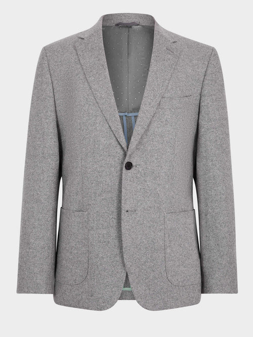 Veste coordonnable regular en laine mélangée grise - Father & Sons   - 8