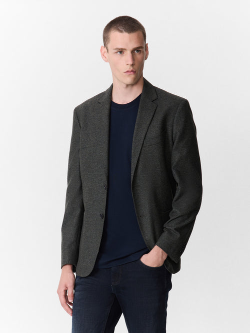 Veste regular en laine mélangée kaki - Father & Sons - 1