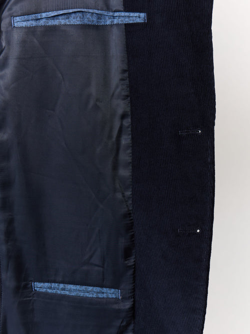 Veste coordonnable regular en velours côtelé bleu marine - Father & Sons - 5