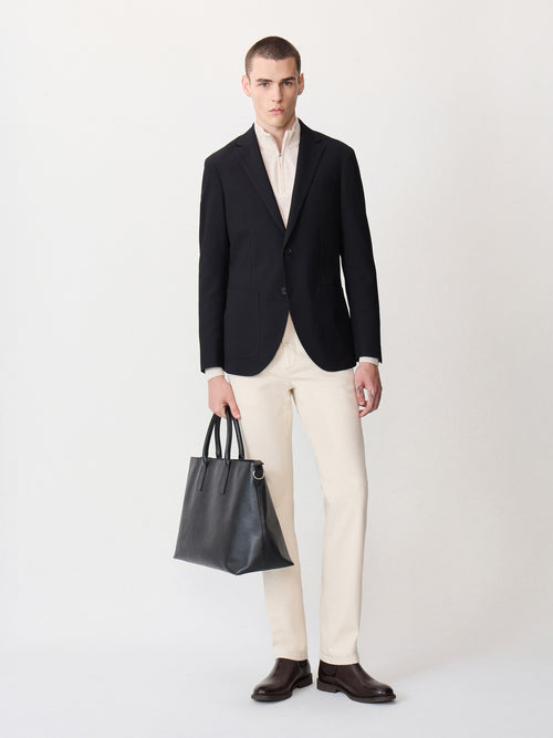 Veste regular en laine mélangée noire - Father & Sons - 6