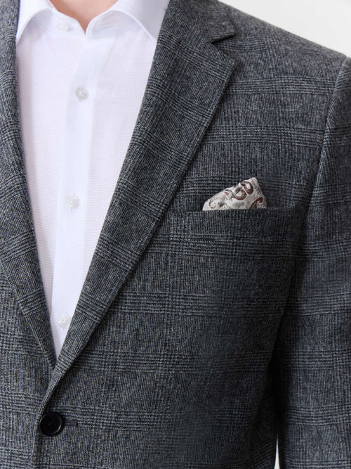 Veste coordonnable slim en laine mélangée anthracite Prince de Galles - Father & Sons - 6