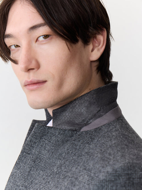 Veste coordonnable slim en laine mélangée anthracite Prince de Galles - Father & Sons - 4