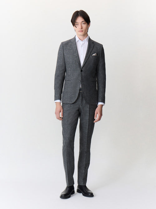 Veste coordonnable slim en laine mélangée anthracite Prince de Galles - Father & Sons - 3