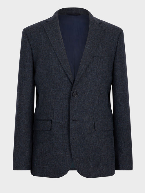Veste coordonnable slim en laine mélangée bleu indigo Prince de Galles - Father & Sons - 8