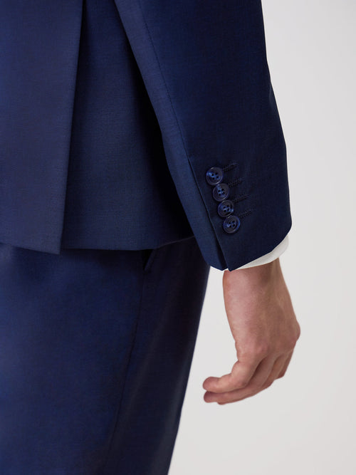 Veste de costume Regular en laine Marzotto unie bleu indigo - Father & Sons - 4