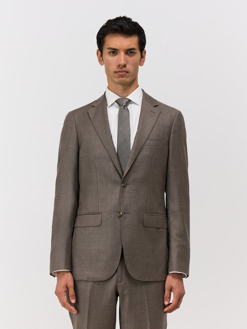 Veste coordonnable Regular en laine marron - Father & Sons - 1