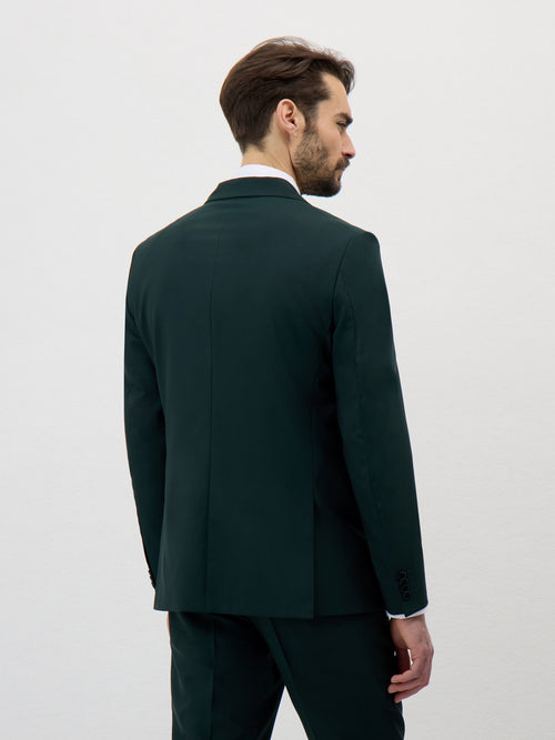 Veste de costume Slim en laine vert bouteille - Father & Sons - 2