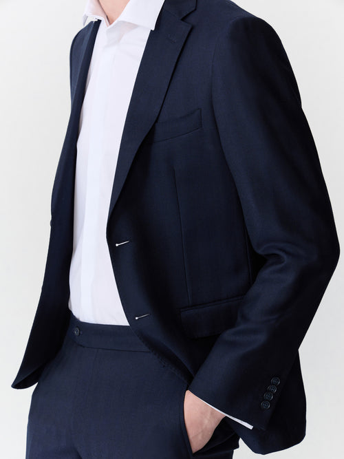 Veste coordonnable regular en laine mélangée bleu marine - Father & Sons - 3