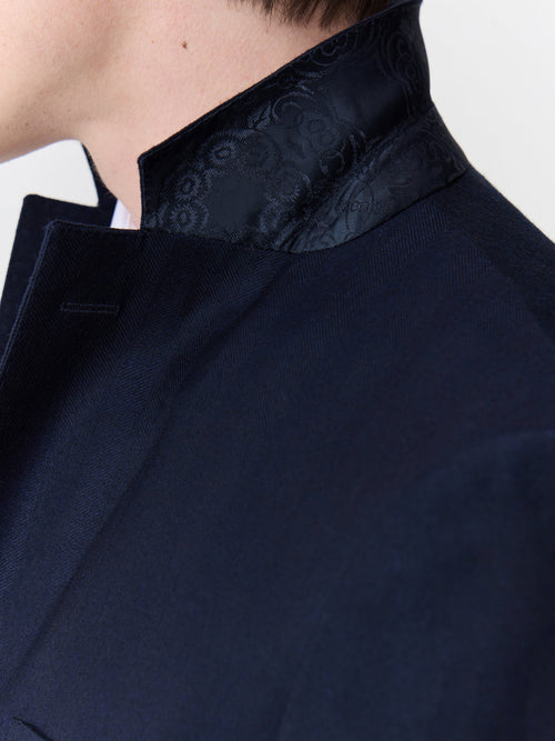 Veste coordonnable regular en laine mélangée bleu marine - Father & Sons - 4