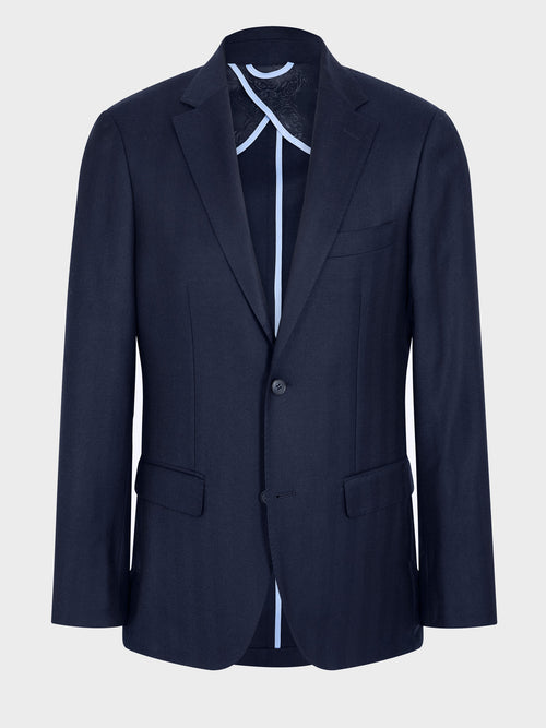 Veste coordonnable regular en laine mélangée bleu marine - Father & Sons - 8
