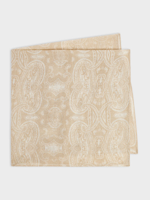 Bandana en laine beige à motif cachemire - 1 - Father & Sons   - 1 