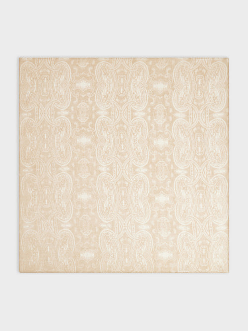 Bandana en laine beige à motif cachemire - 2 - Father & Sons   - 1 