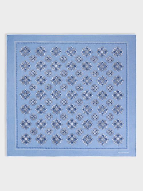 Bandana en coton bleu ciel à motif - 2 - Father & Sons   - 2 