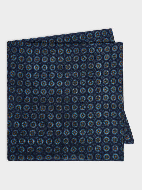 Bandana en laine bleu marine à motif - 1 - Father & Sons   - 2 