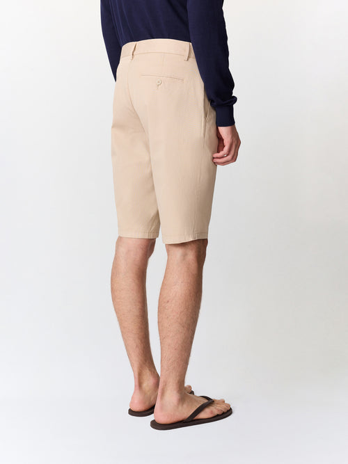 Bermuda slim en coton stretch beige - 2 - Father & Sons   - 2 