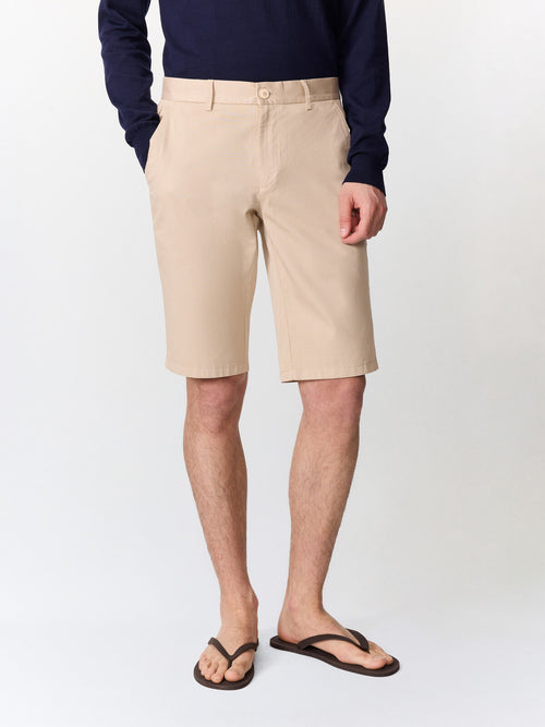 Bermuda slim en coton stretch beige - 1 - Father & Sons   - 2 