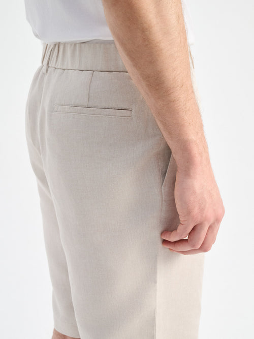 Bermuda coordonnable regular en lin et coton beiges - Father & Sons   - 4 