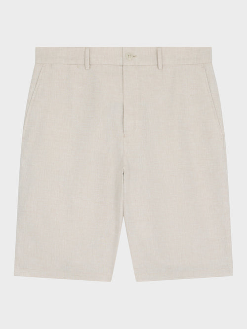 Bermuda coordonnable regular en lin et coton beiges - Father & Sons   - 6 